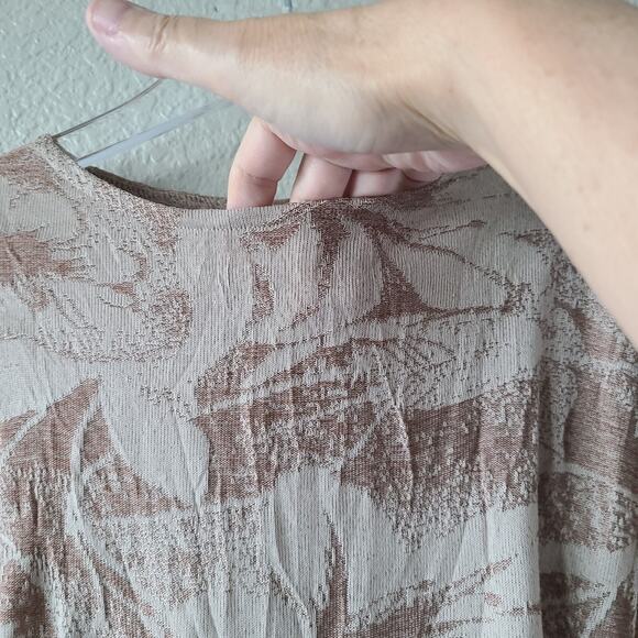 Zara Floral Midi Dress Sz Large Long Mock Neck Party Career Belt‎ - Picture 8 of 11